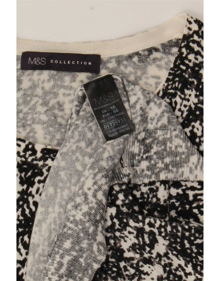 Marks & Spencer Pull cardigan à motif abstrait pour femme UK 16 Large Noir