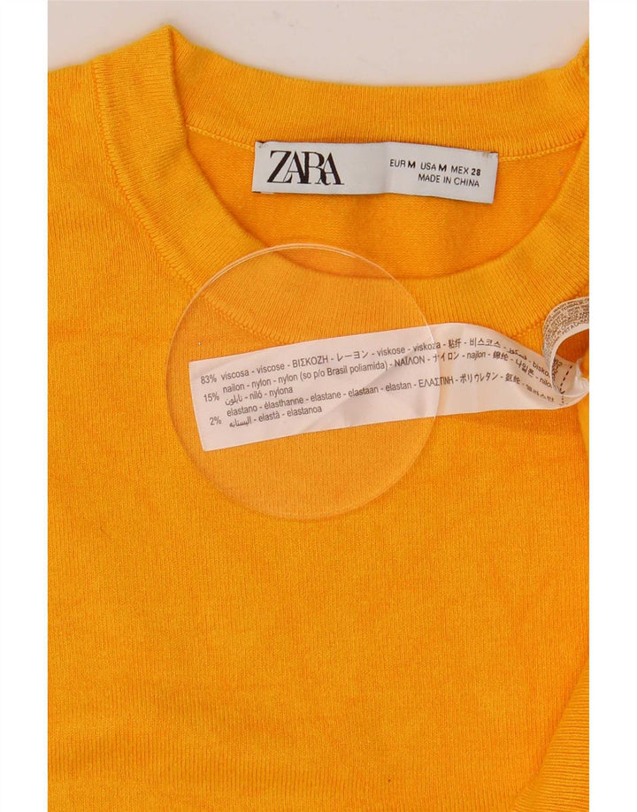 Zara Womens Vest Tank Top UK 12 Medium Yellow Viscose