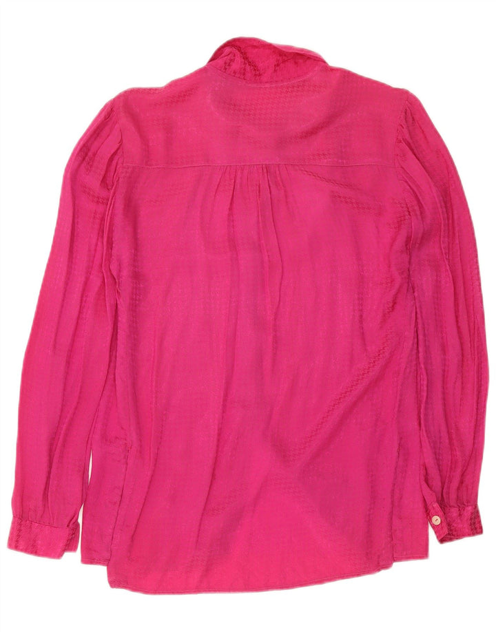 Vintage dameskjortebluse UK 12 Medium Pink Houndstooth