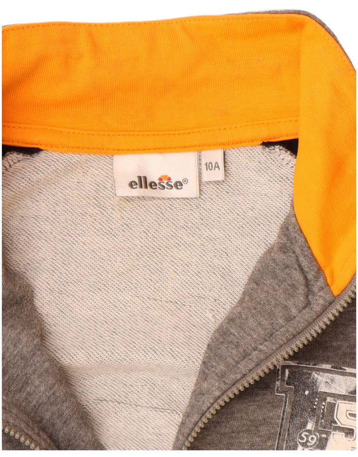Ellesse Boys Graphic Tracksuit Top Jacket 9-10 Years Grey Colourblock