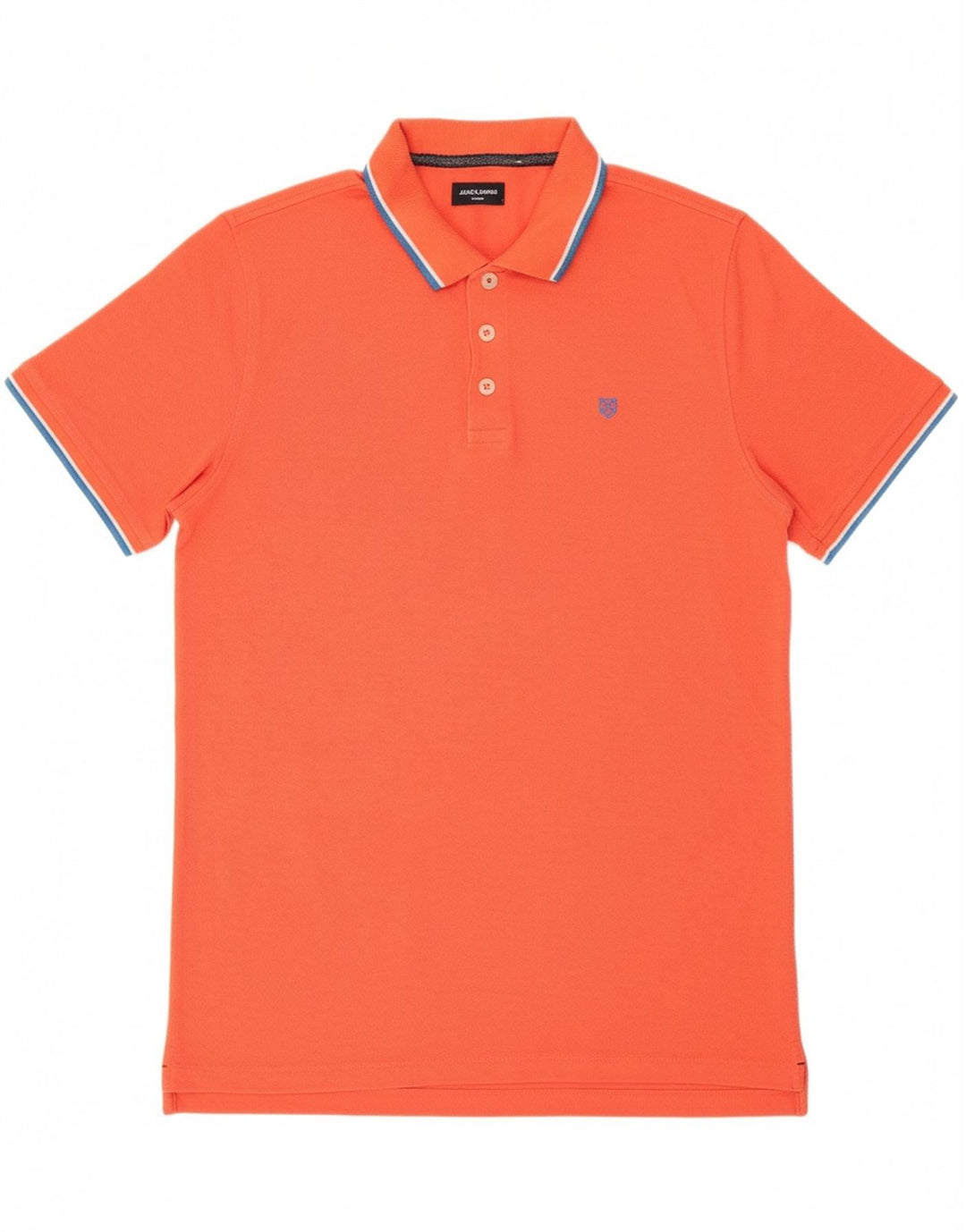 JACK & JONES Mens Polo Shirt Large Orange Cotton