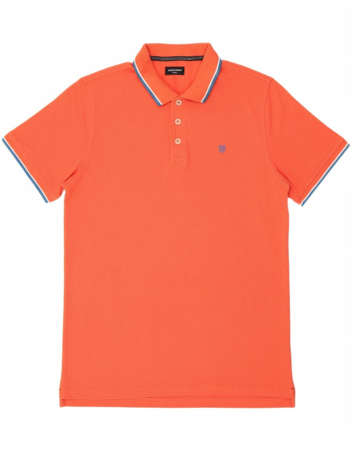 JACK & JONES Mens Polo Shirt Large Orange Cotton