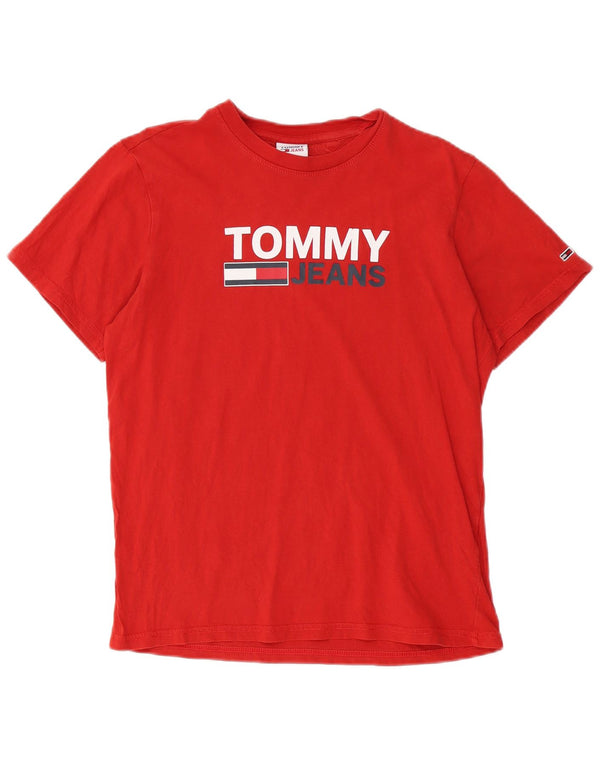 Camiseta masculina Tommy Hilfiger com estampa gráfica pequena vermelha