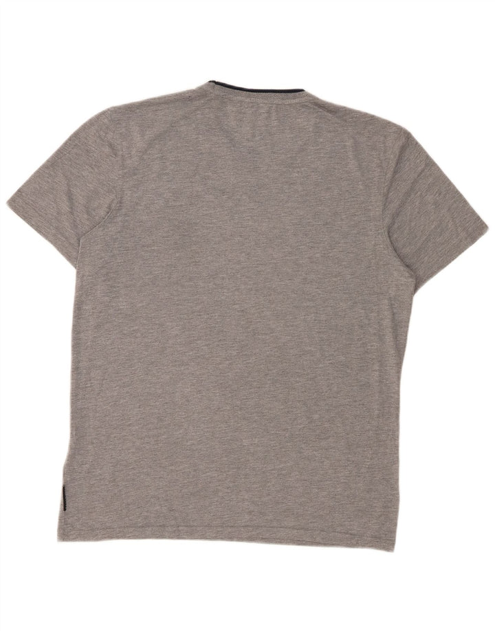 Ted Baker Herre T-Shirt Top Størrelse 3 Medium Grå Polyester