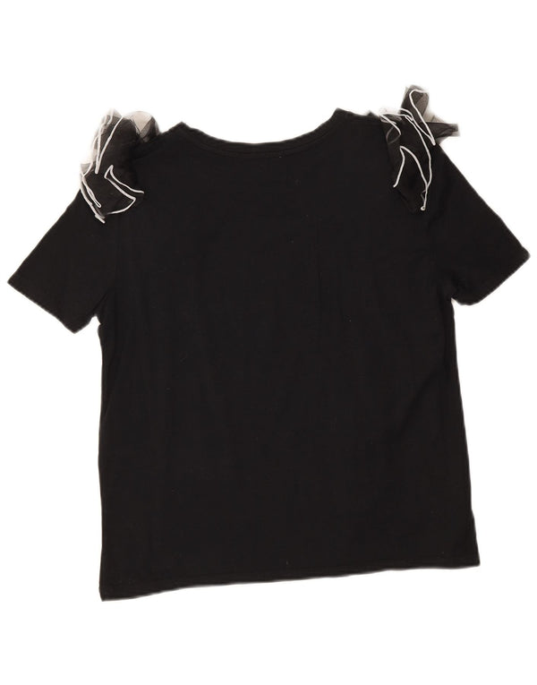 Zara Womens Blouse Top UK 10 Small Black Cotton