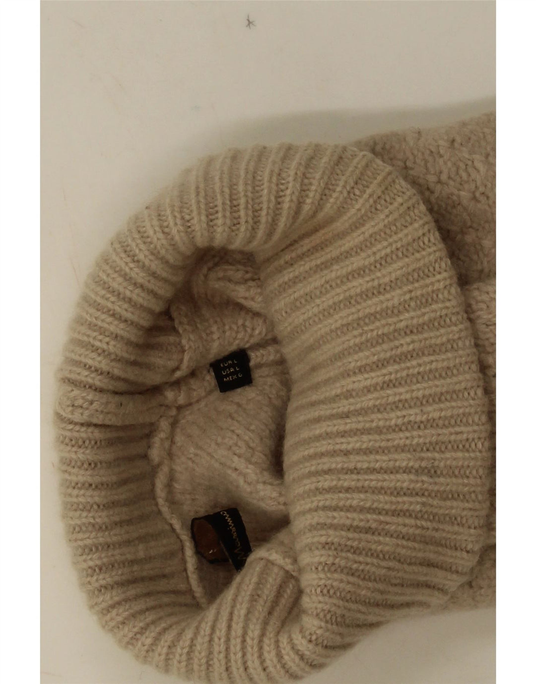 Massimo Dutti Womens Roll Neck Jumper Sweater UK 14 Large Beige Geometric