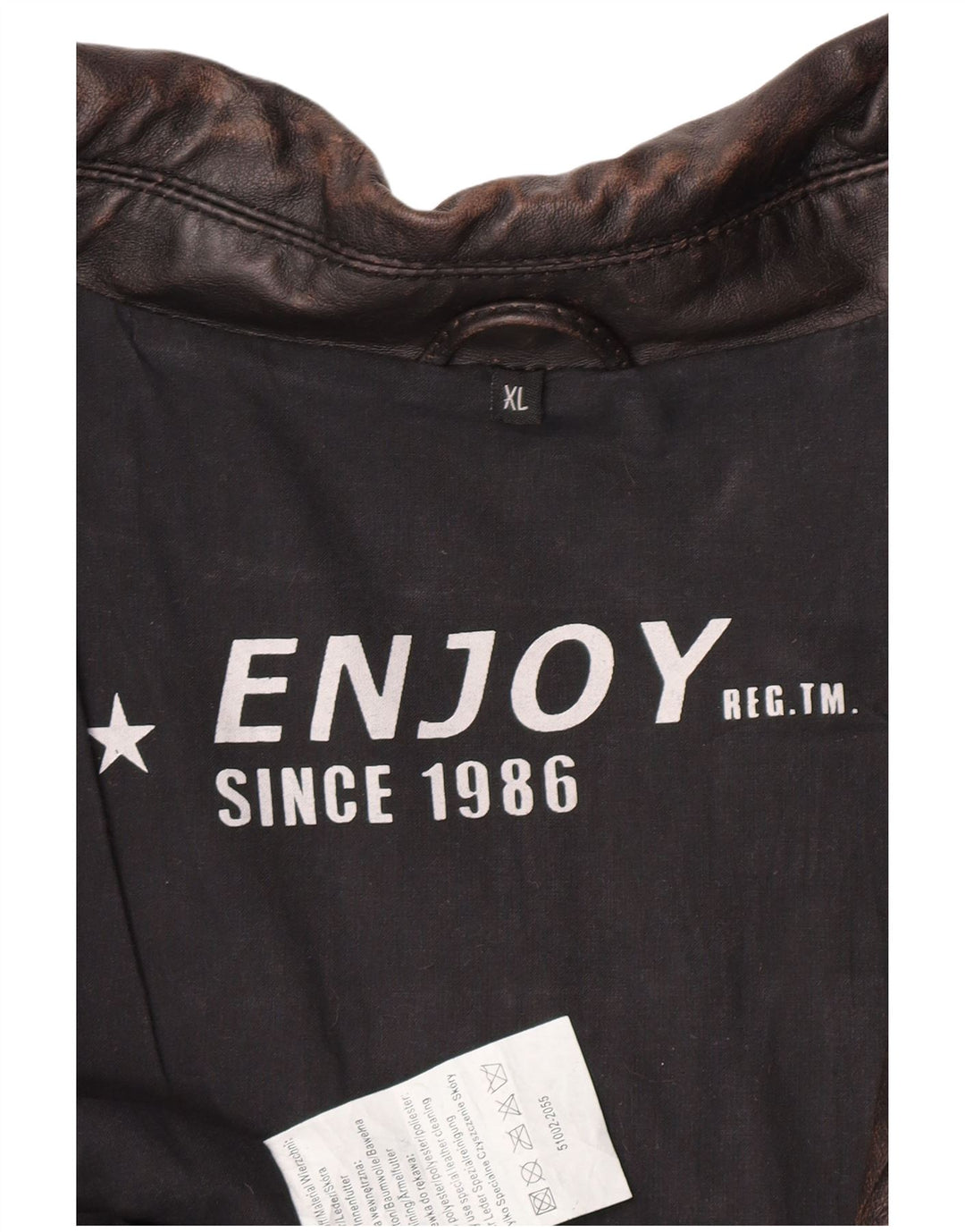 ENJOY Mens Military Leather Jacket UK 42 XL Brown Leather