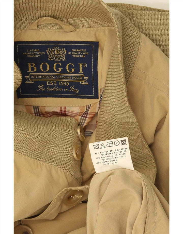 Boggi Mens Bomber Jacket IT 50 Large Khaki Polyester