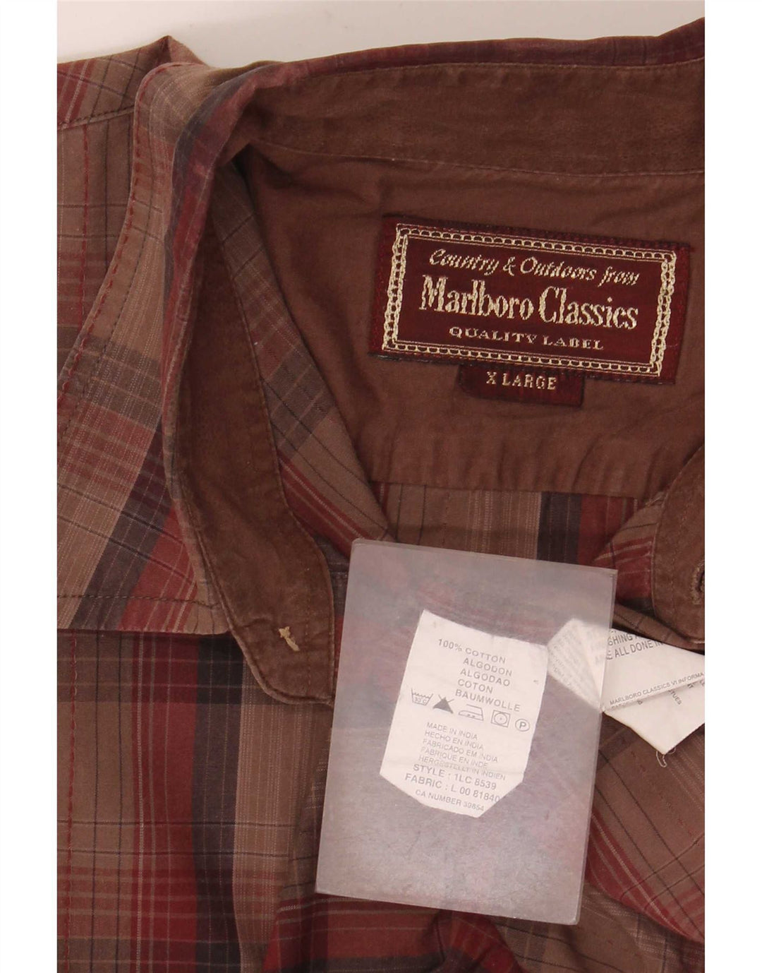 Camicia da uomo Marlboro Classics XL in cotone a quadri marrone