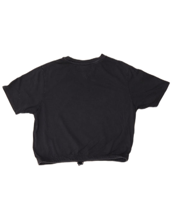 Tommy Hilfiger Dame Crop Grafisk T-Shirt Top UK 10 Small Navy Blue Bomuld