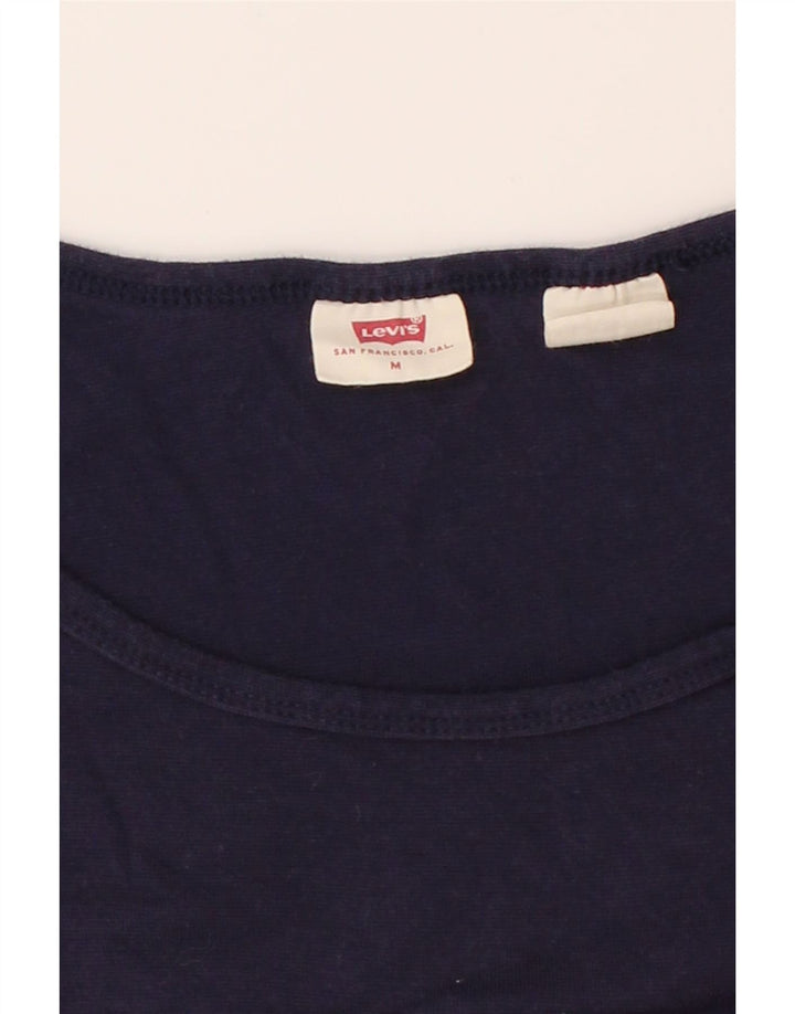 LEVI'S Womens T-Shirt Top UK 14 Medium Navy Blue Cotton Vintage Levi's and Second-Hand Levi's from Messina Hembry 