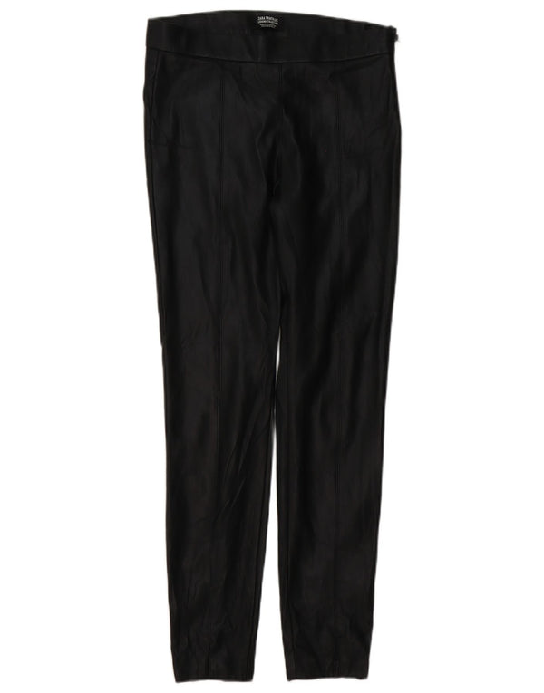 Zara Dame Trafaluc imiteret læder Leggings UK 12 Medium Sort