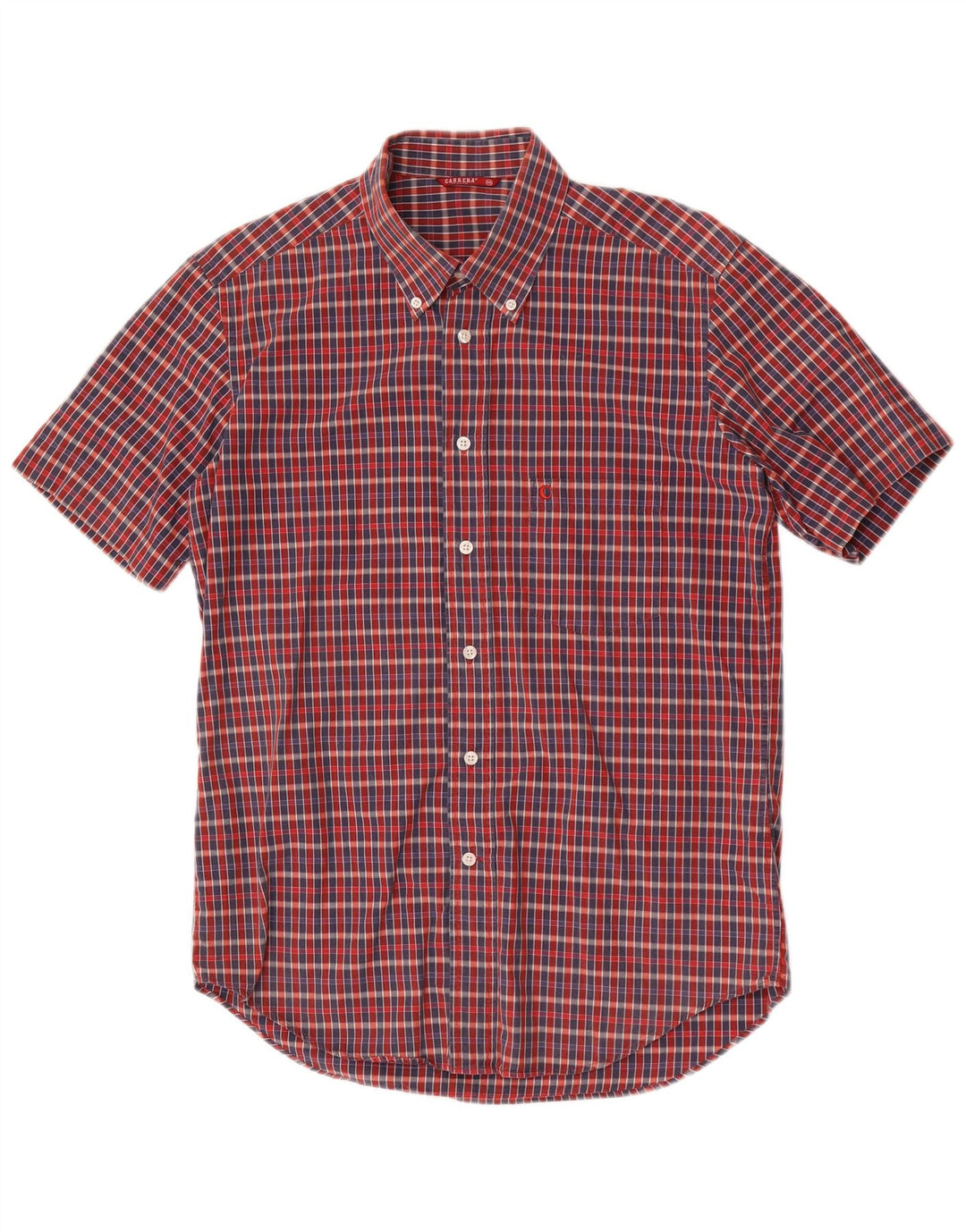 Camicia da uomo a maniche corte Carrera in cotone a quadri rossi medi