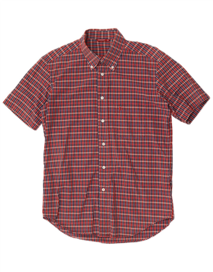 Camicia da uomo a maniche corte Carrera in cotone a quadri rossi medi