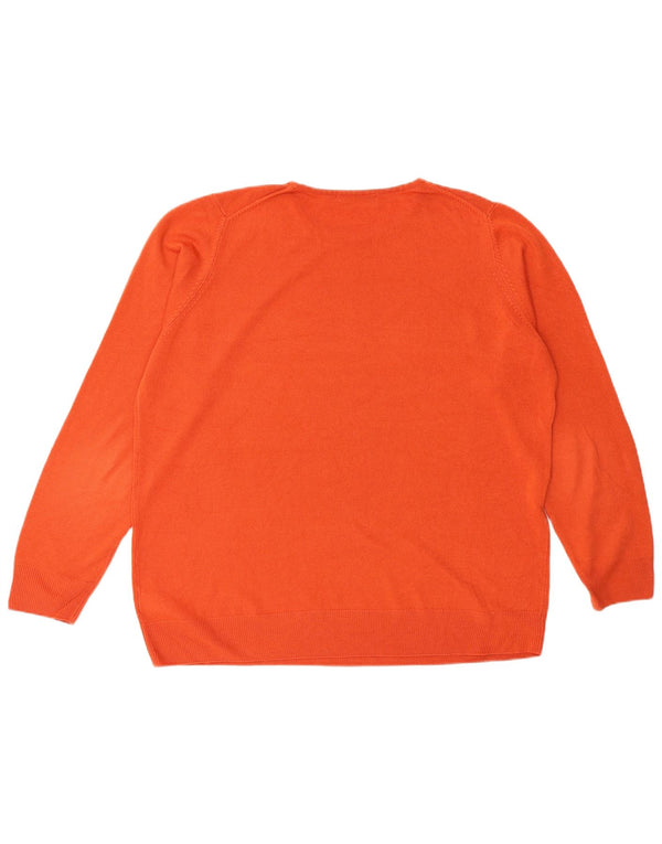 Marks & Spencer Womens Crew Neck Jumper Sweater UK 20 2XL  Orange Acrylic