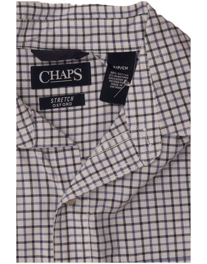 Chaps Mens Oxford Shirt Small White Check Cotton