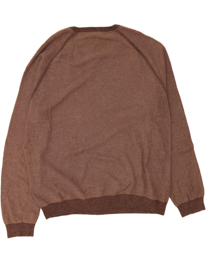 TOMMY BAHAMA Mens V-Neck Jumper Sweater 2XL Brown Cotton Vintage Tommy Bahama and Second-Hand Tommy Bahama from Messina Hembry 