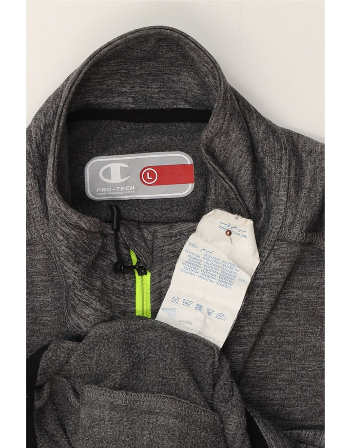 Champion Mens Tracksuit Top Jacket Large Grey Flecked Polyester
