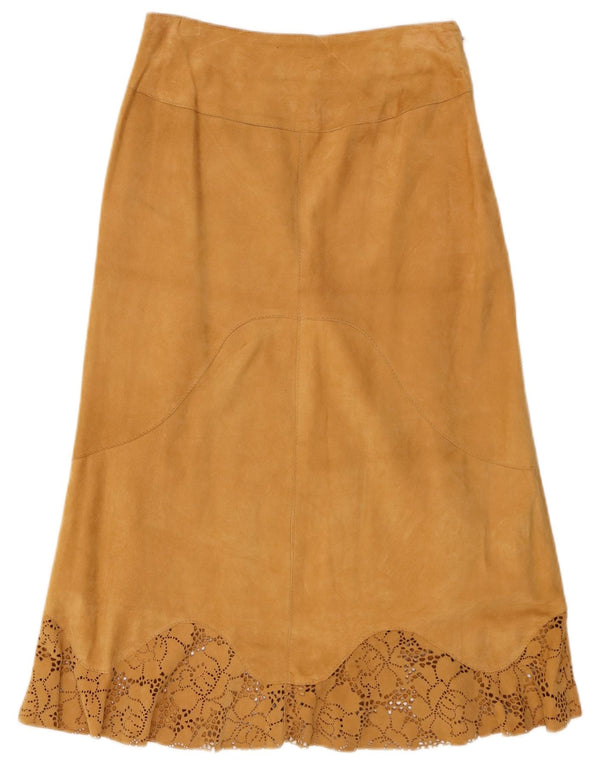 Vintage Damen Wildlederrock W26 Small Beige Floral