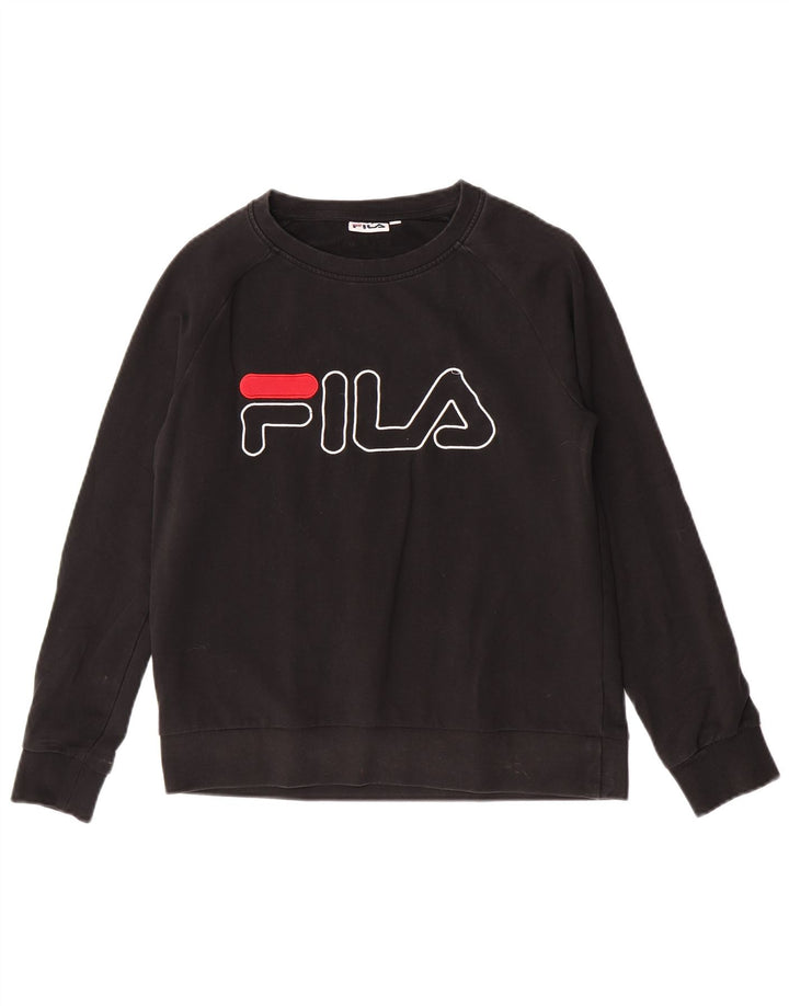 Felpa grafica da donna Fila Maglione piccolo cotone nero