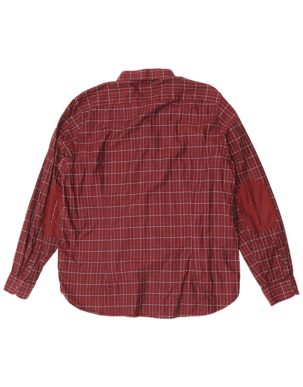 Ted Baker Camisa para hombre Talla 7 3XL Algodón a cuadros granate