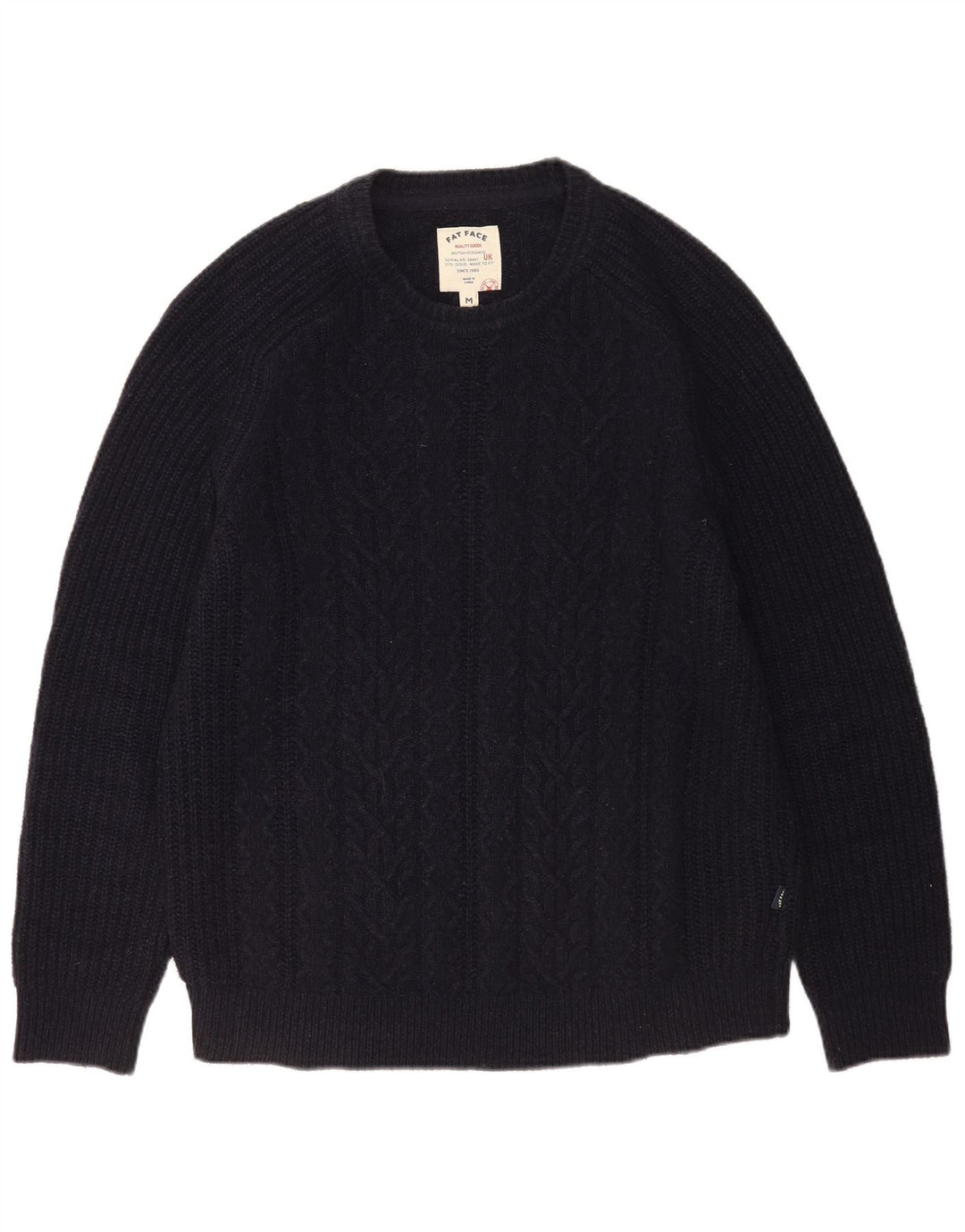 Fat Face Mens Crew Neck Jumper Sweater Medium Navy Blue Wool