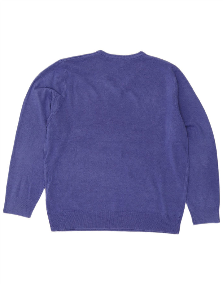 Marks & Spencer Mens V-Neck Jumper Sweater XL Blue Acrylic