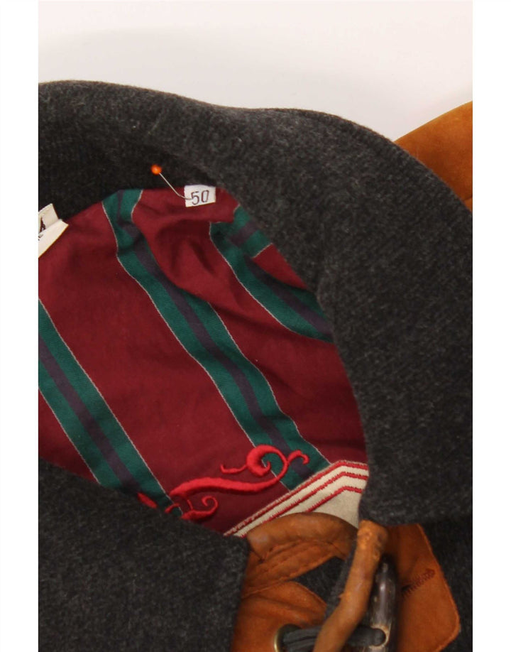 Винтажный мужской дафлкот IT 50 Medium Grey Colourblock Wool