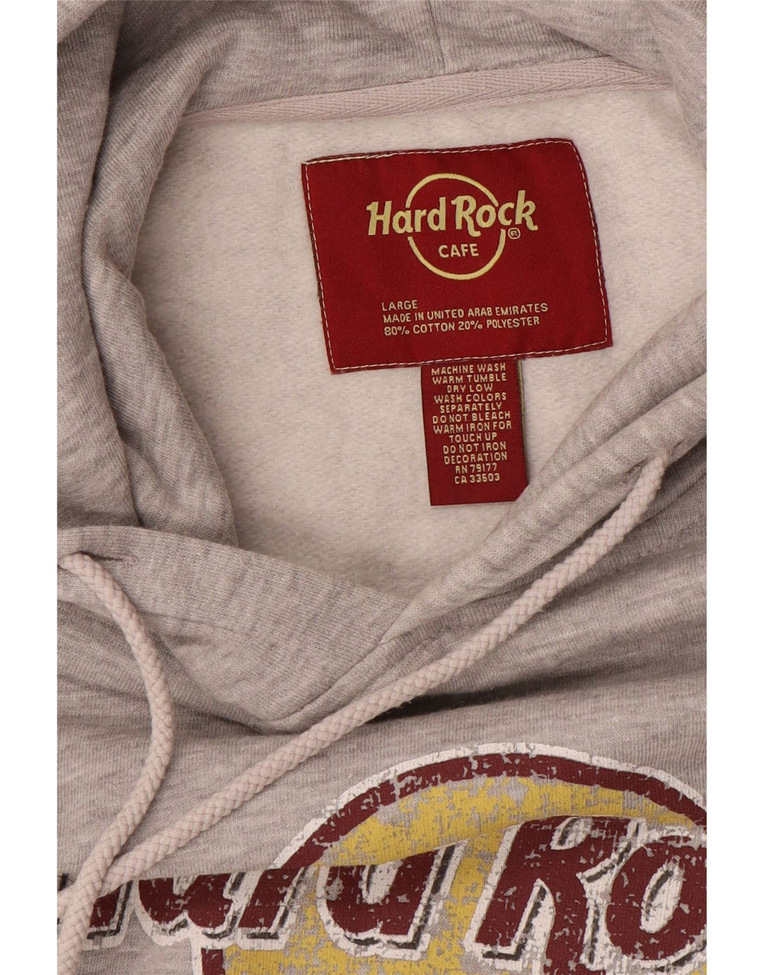 Felpa con cappuccio grafica da uomo Hard Rock Cafe Amsterdam, grande poliestere grigio
