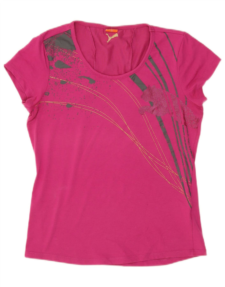 Puma Womens Graphic T-Shirt Top UK 12 Medium Pink