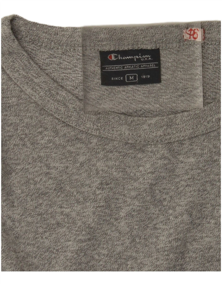 CHAMPION Mens Graphic Top Long Sleeve Medium Grey Flecked