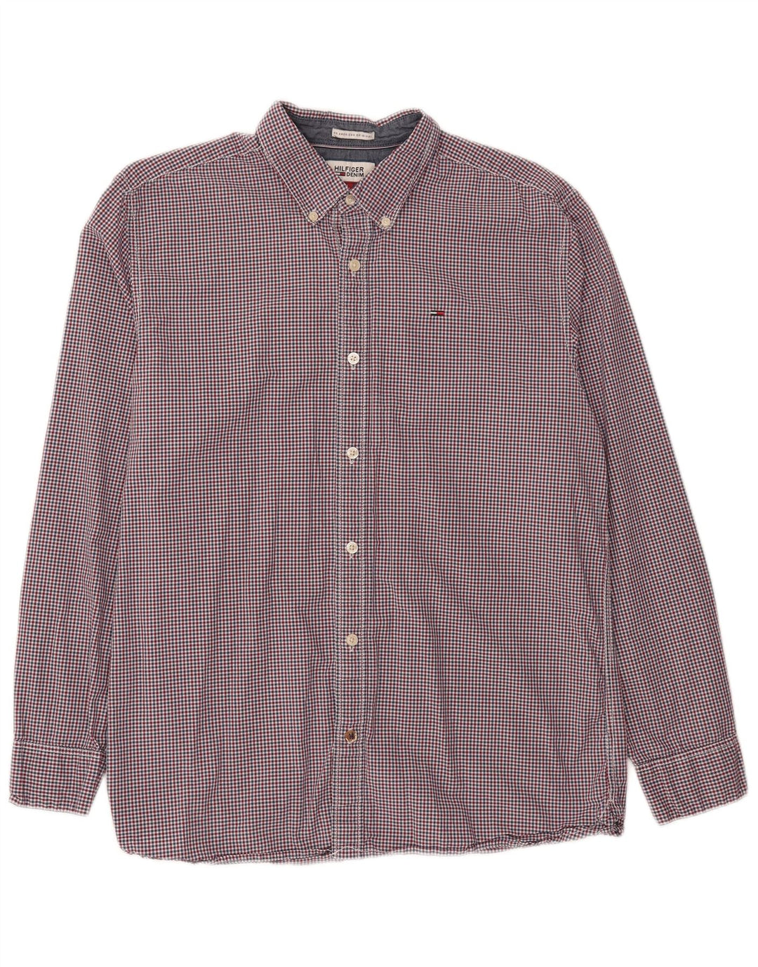 TOMMY HILFIGER Mens Shirt Large Multicoloured Gingham Cotton