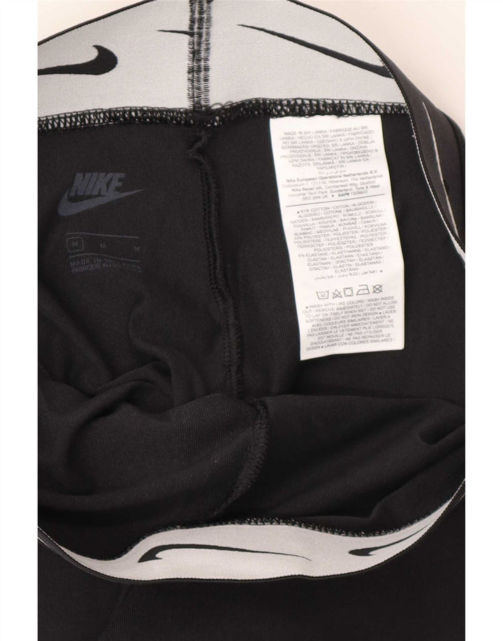 Nike Womens Graphic Leggings UK 12 Medium Black Cotton