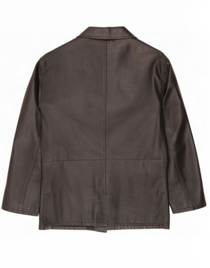 Morelli Abrigo de cuero para hombre IT 56 3XL Negro