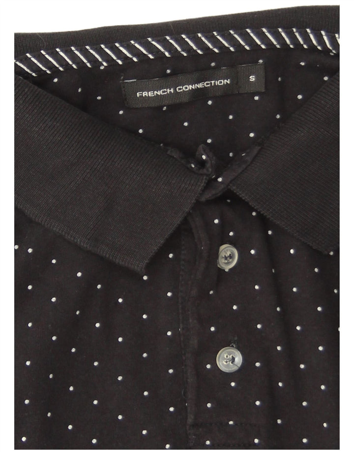 French Connection Herren-Poloshirt, Größe S, schwarz gepunktete Baumwolle