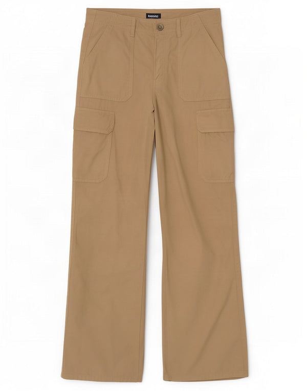 Zara Womens Bootcut Cargo Trousers EU 36 XS W26 L32 Beige Cotton