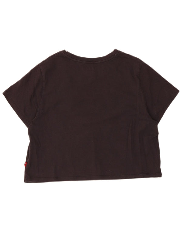 Levi's Womens Crop Graphic T-Shirt Top UK 14 Large Black Cotton
