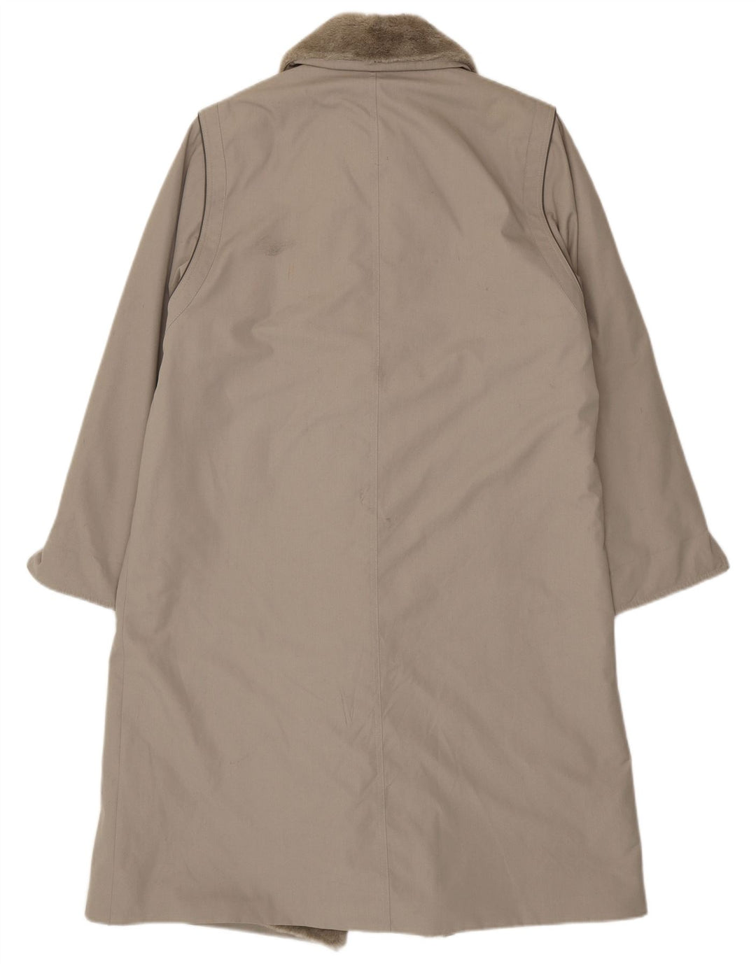 Vintage mujer Sherpa abrigo Reino Unido 16 poliéster gris grande