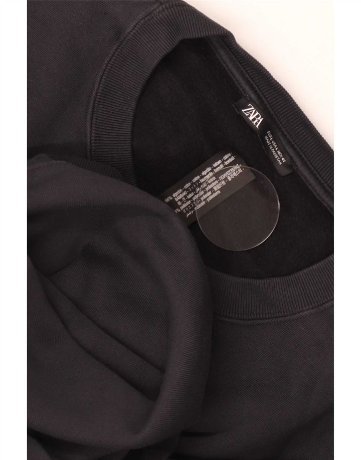 Zara Mens Loose Fit Sweatshirt Jumper Large Black Cotton