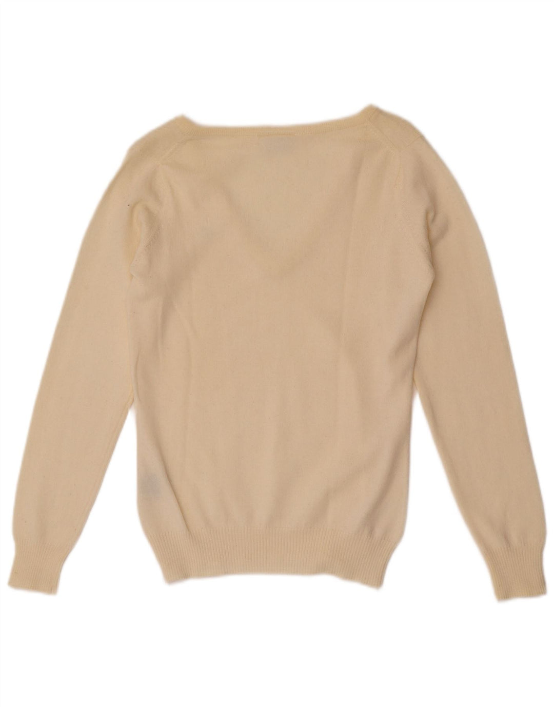 Suéter feminino Lacoste com decote em V tamanho 38 médio off white lã