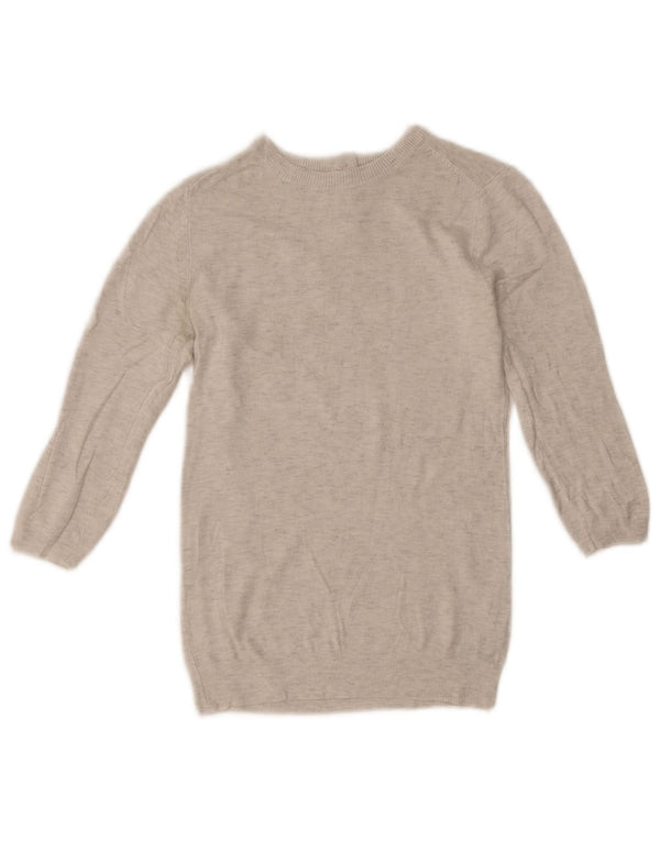 Zara Mujer Jersey De Cuello Redondo Y Manga 3/4 UK 8 Small Gris Moteado