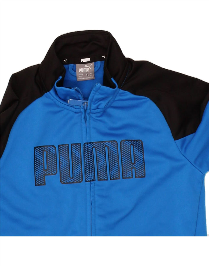 PUMA Boys Graphic Tracksuit Top Jacket 7-8 Years Blue Colourblock Vintage Puma and Second-Hand Puma from Messina Hembry 