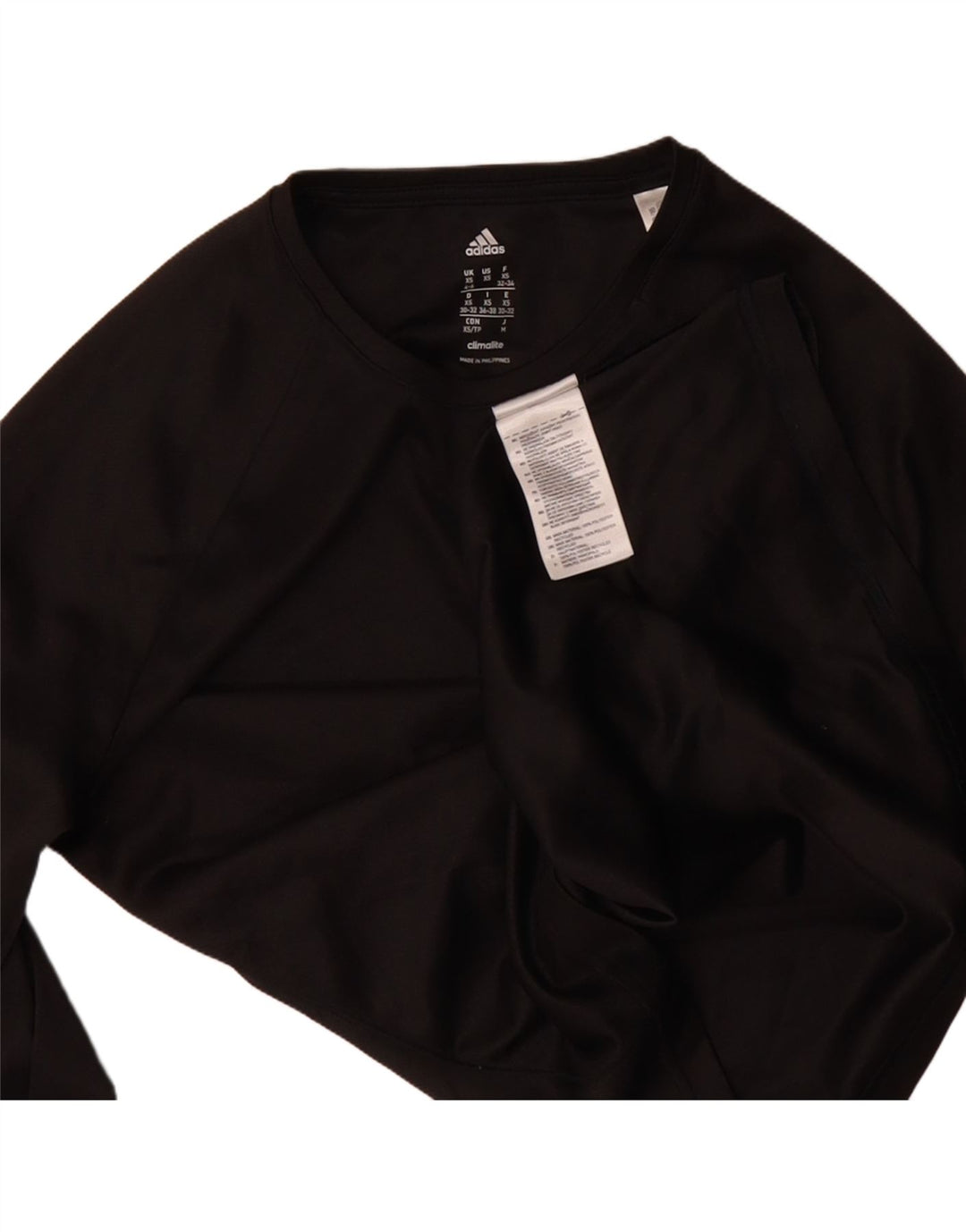 ADIDAS Womens Climalite Top Long Sleeve UK 4/6 XS Black Polyester Vintage Adidas and Second-Hand Adidas from Messina Hembry 