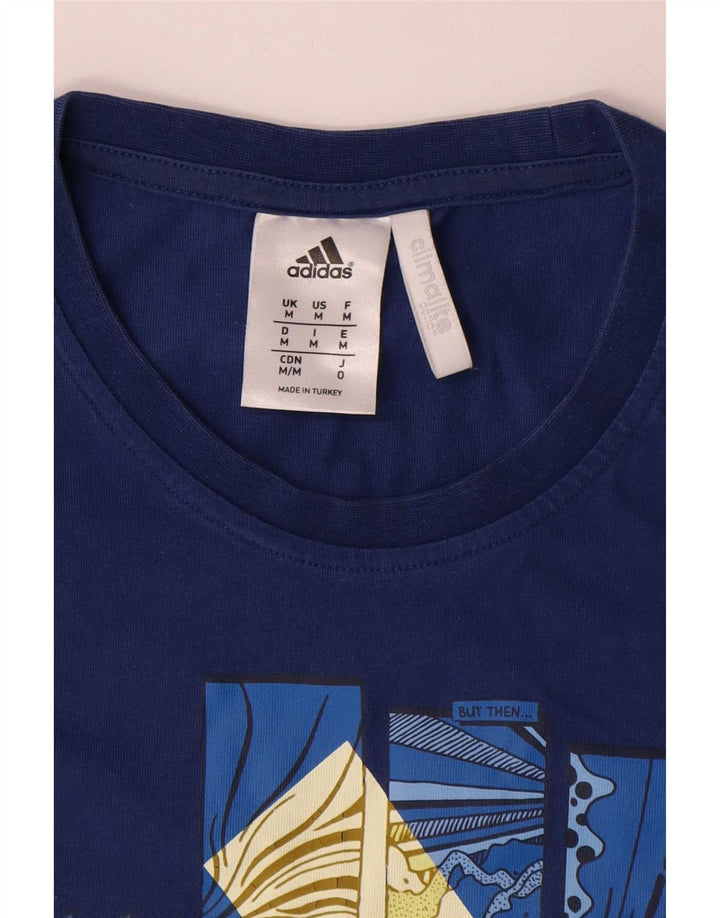 Adidas Mens Climalite Graphic T-Shirt Top Medium Navy Blue Cotton