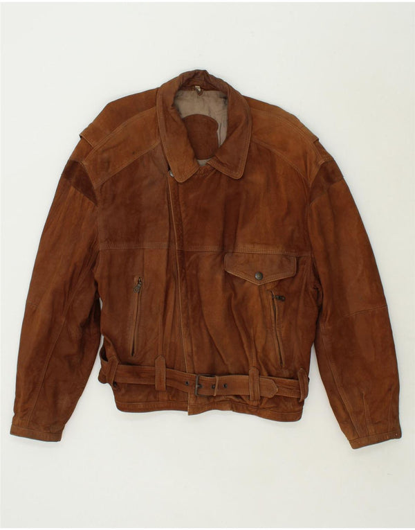 VINTAGE Herre ruskindsjakke IT 56 3XL Brunt Læder