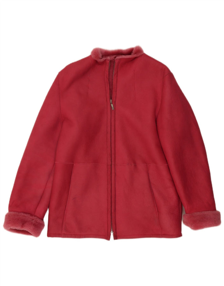 Jake's Jake's pentru femei, cu croială largi, din piele din shearling EU 36 Mic, roz