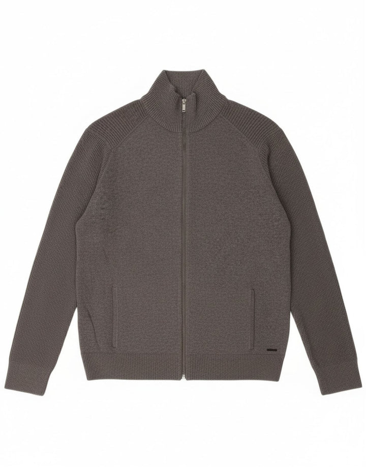 Calvin Klein Jeans Mens Cardigan Sweater Large Grey Cotton