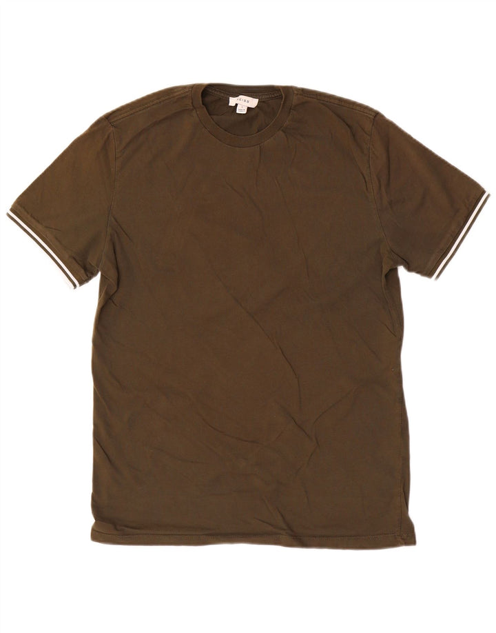 REISS Mens T-Shirt Top Small Khaki Cotton