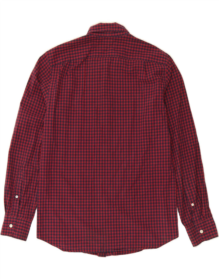 J. CREW Mens Slim Shirt Medium Burgundy Check Vintage J. Crew and Second-Hand J. Crew from Messina Hembry 