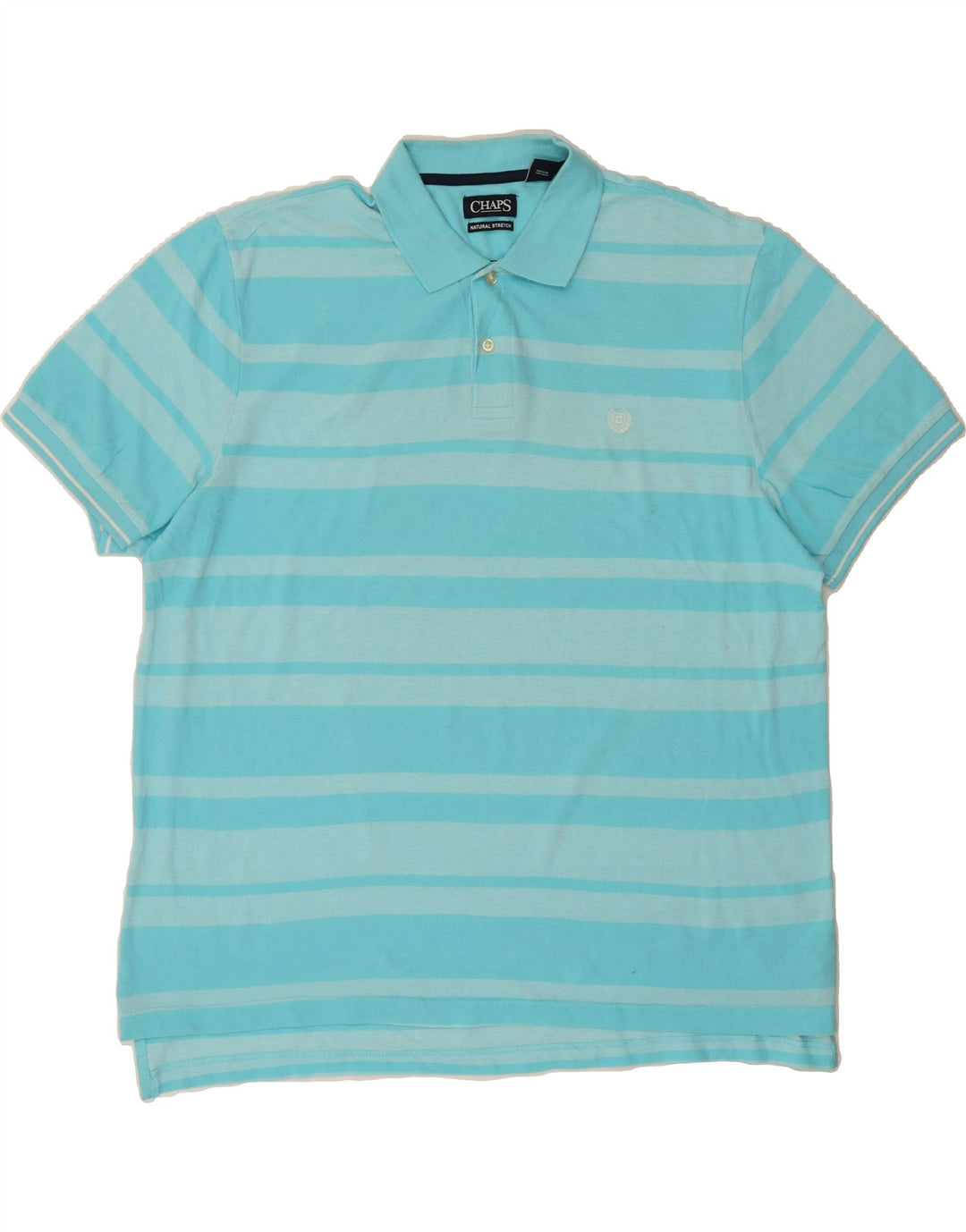 CHAPS Mens Polo Shirt 2XL Blue Striped Cotton Vintage Chaps and Second-Hand Chaps from Messina Hembry 
